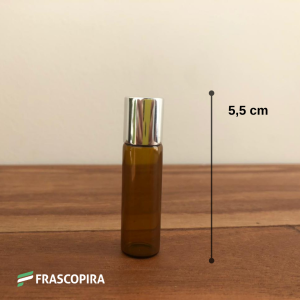 10 Rollon Vidro Âmbar 5ml com tampa prata