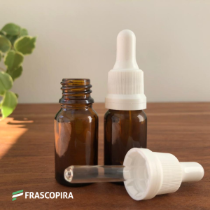 10 Vidros Âmbar 10ml com bulbo conta gotas e tampa lacre BRANCA