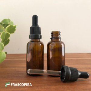 10 Vidros Âmbar 30ml conta gotas com tampa lacre e bulbo PRETO