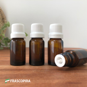 10 Vidros Âmbar 10ml com gotejador e tampa lacre BRANCA