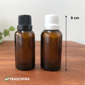 10 Vidros âmbar 30ml com gotejador e tampa lacre branca