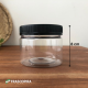 Pote Pet 350g com tampa lacre preta (mod. baixo)