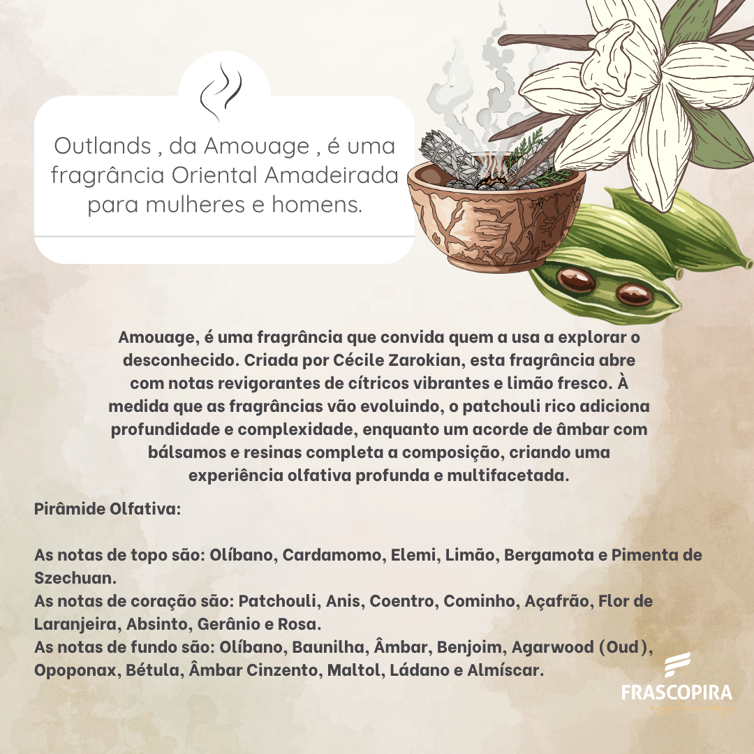Kit Perfumista Essência Vollmens Faça Até 100ml Amouage Outlands