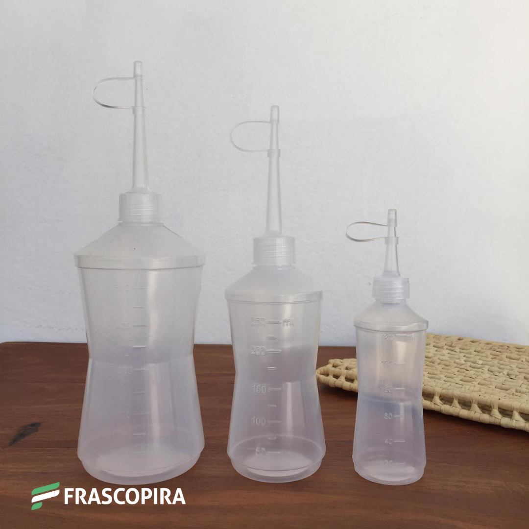 Almotolia 250ml - Bico reto transparente