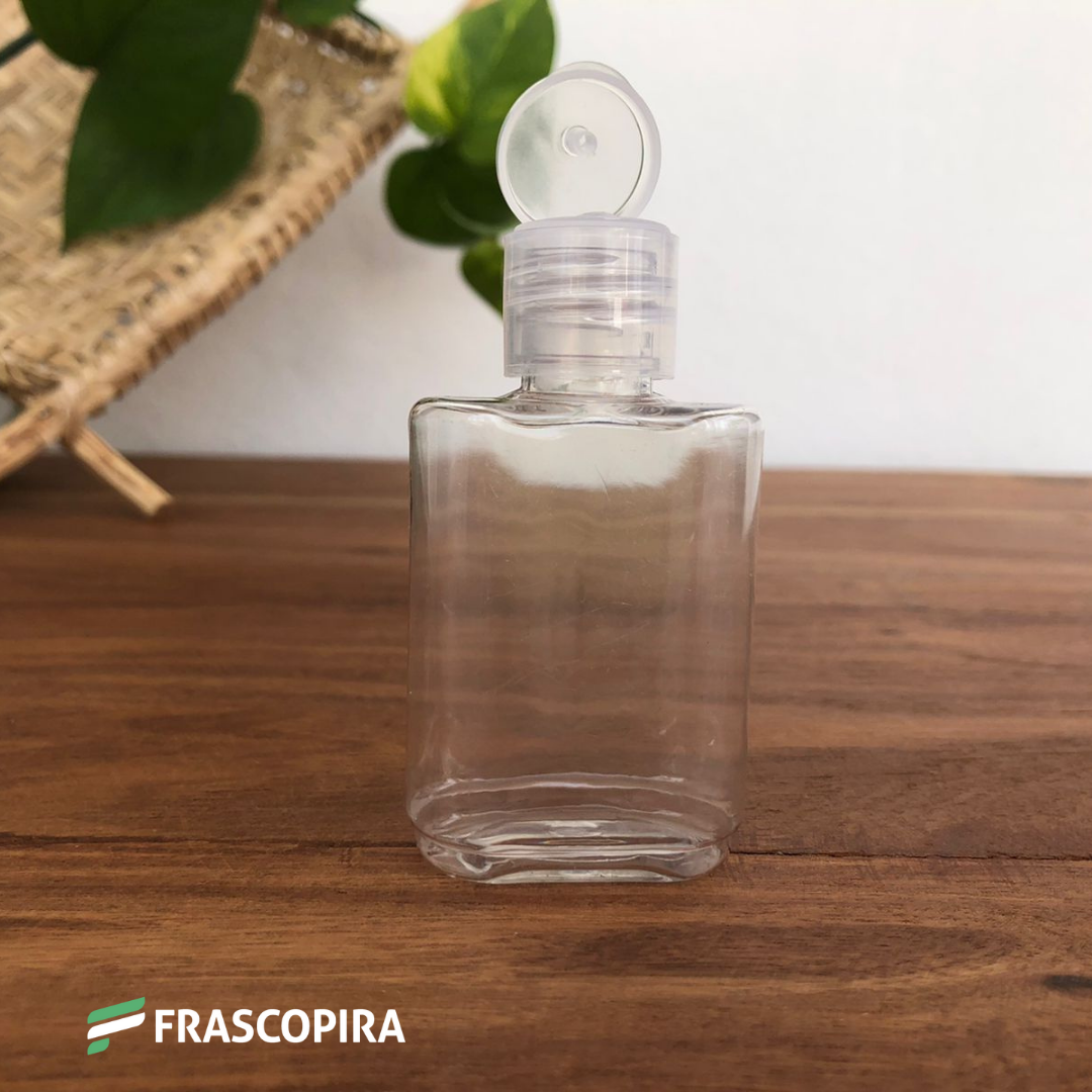 10 Frascos Pet 45ml com tampa flip-top TRANSPARENTE