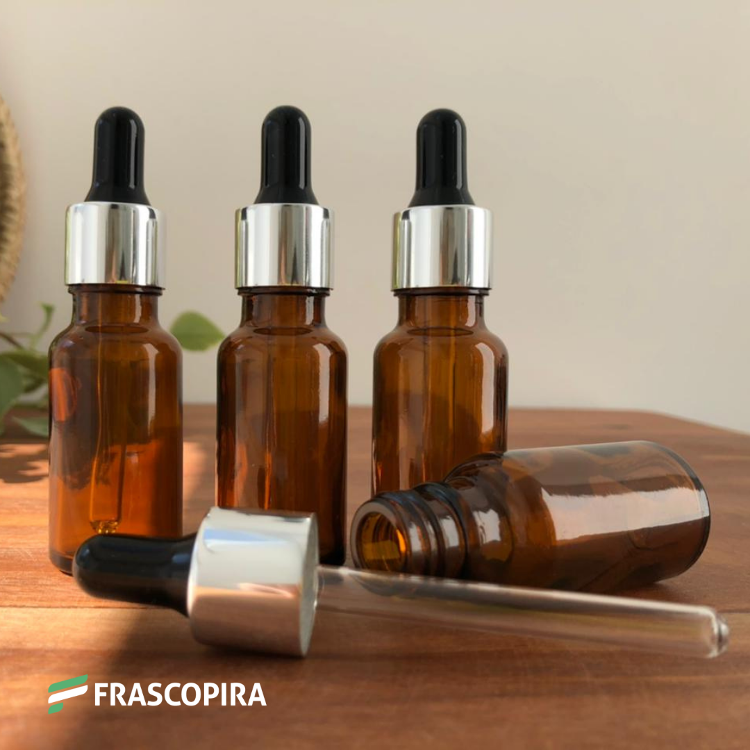 Conta-gotas Âmbar 20ml com tampa luxo