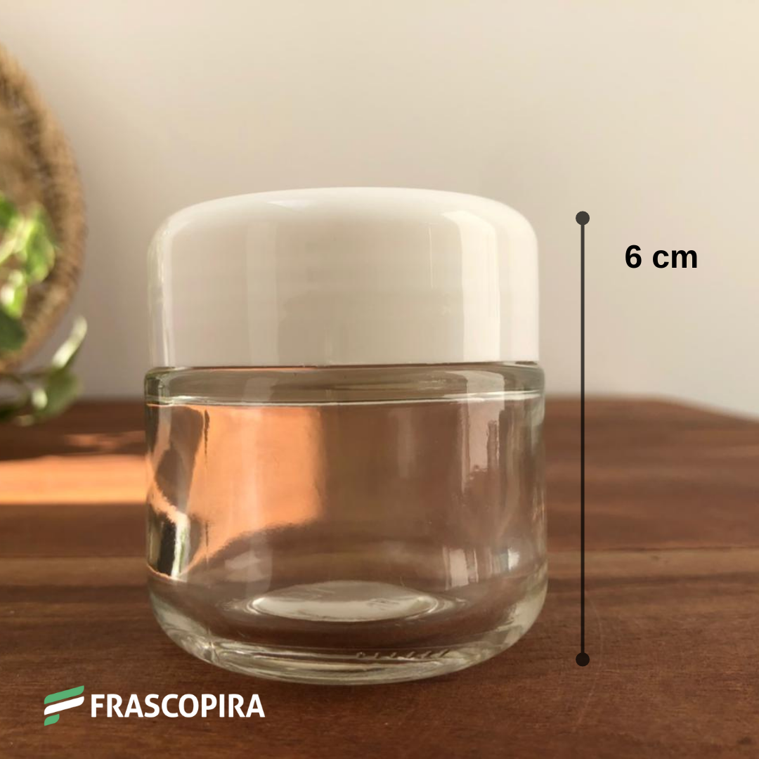 Pote Cosmético 60g com tampa branca