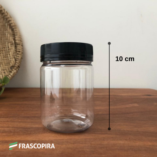 10 Potes Pet 250g com tampa lacre preta